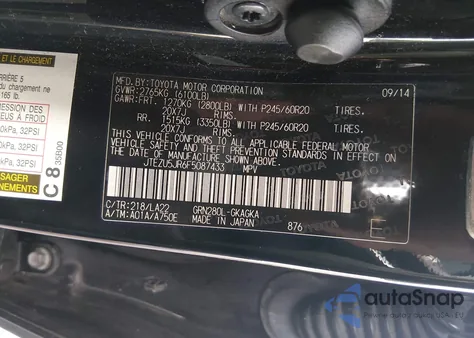 2015 Toyota 4Runner Limited z USA, uszkodzony, nr VIN JTEZU5JR6F5087433